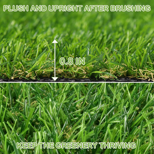 Artificial Turf Grass 4 FT 10 in × 8 FT, Realistic Fake Grass Rug with Drainage, 0.8" Height Outdoor Indoor Synthetic Grass Carpet Mat for Dogs, Balcony, Patio, Backyard, Customized