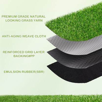 Artificial Turf Grass 4 FT 10 in × 8 FT, Realistic Fake Grass Rug with Drainage, 0.8" Height Outdoor Indoor Synthetic Grass Carpet Mat for Dogs, Balcony, Patio, Backyard, Customized