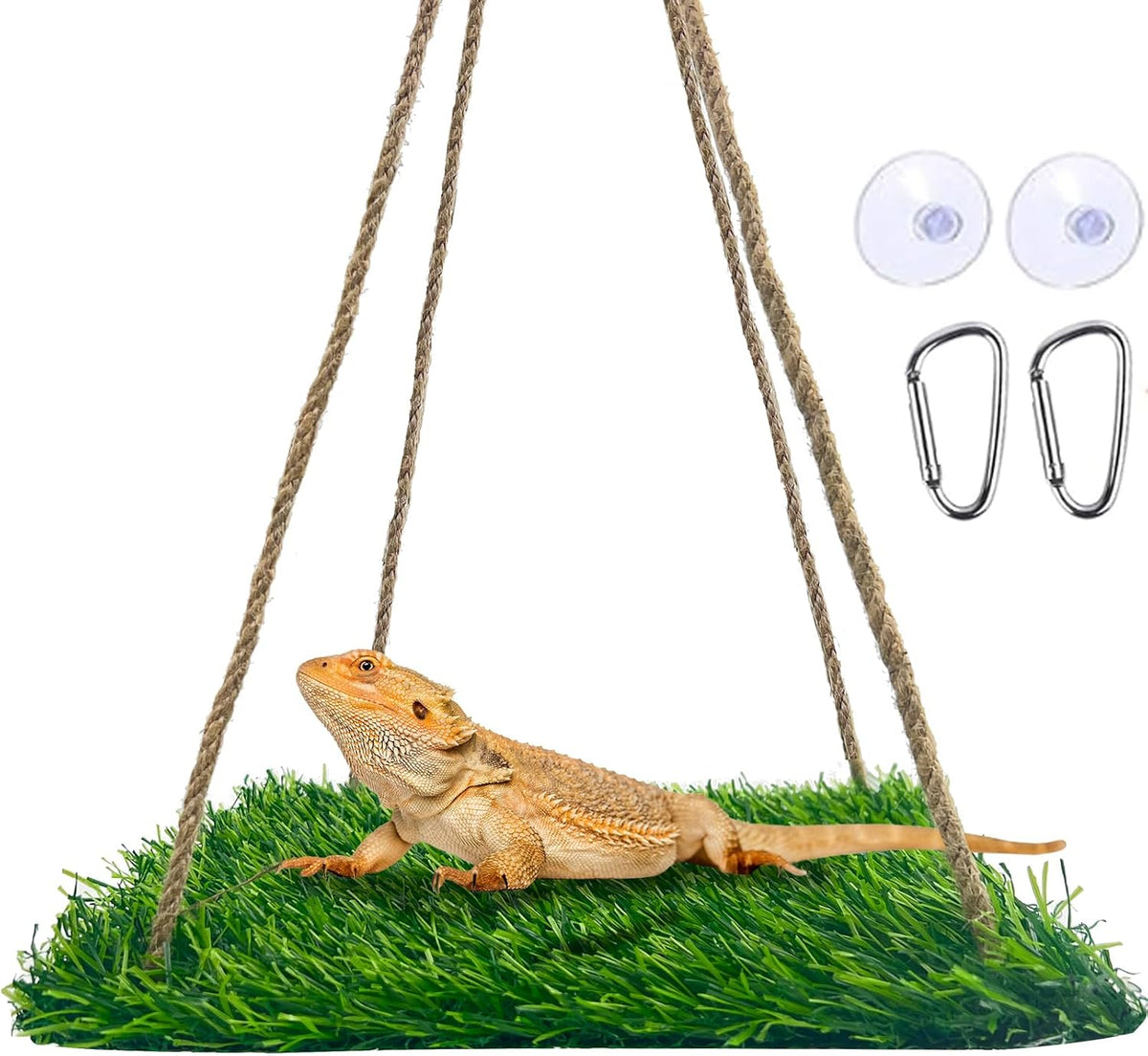 Large Green Bearded Dragon Hammock, Soft Reptile Lounger Terrarium Hanging Hammock for Hermit Crab, Lizard