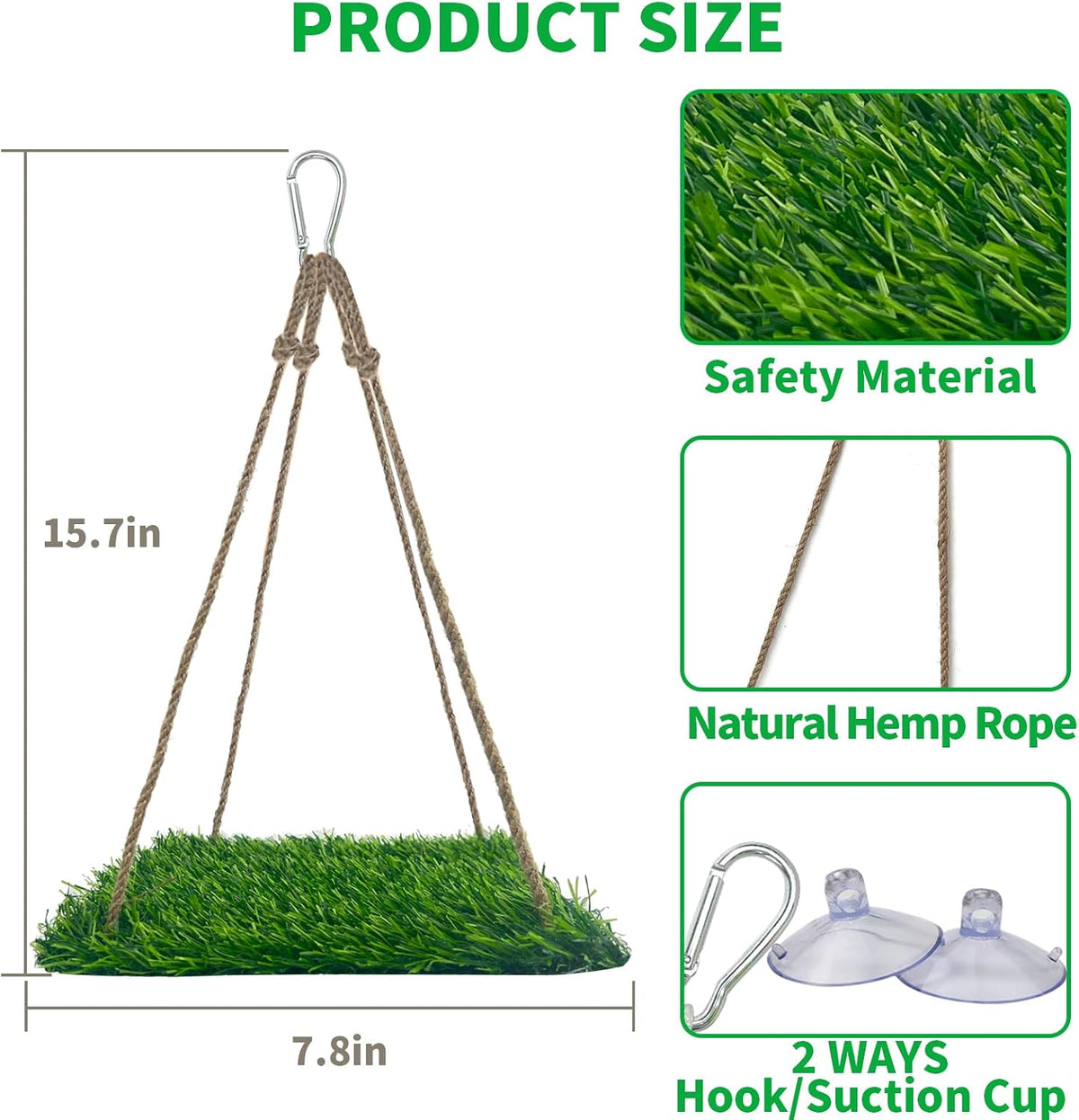 Large Green Bearded Dragon Hammock, Soft Reptile Lounger Terrarium Hanging Hammock for Hermit Crab, Lizard