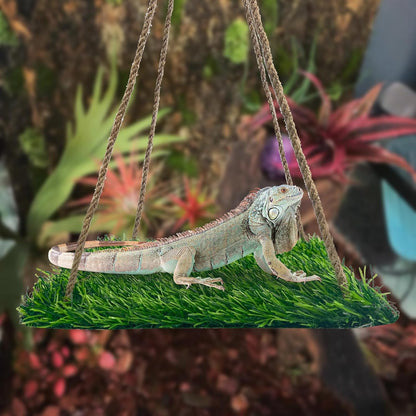 Large Green Bearded Dragon Hammock, Soft Reptile Lounger Terrarium Hanging Hammock for Hermit Crab, Lizard