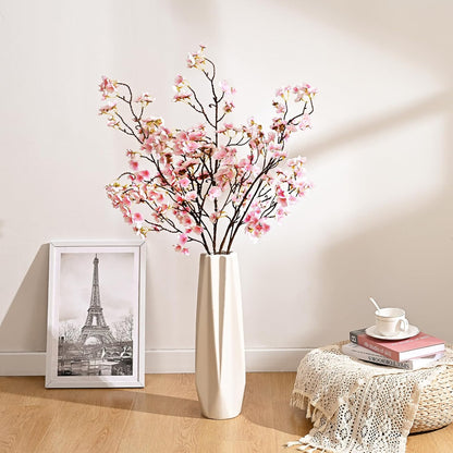 Silk Cherry Blossom Branches, Artificial Cherry Blossom Tree Stems Faux Cherry Flowers Vase Arrangements for Wedding Home Decor, Set of 3