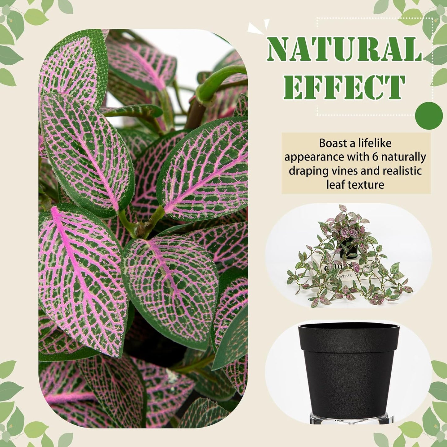 2 Pack Fake Hanging Plants for Shelf in Back Pot, Small Artificial Hanging Ivy Vine Plants Indoor Fake Potted Greenery Plant Decor Room Bathroom Wall End Table Mimi Faux Wandering Jew Plant Set