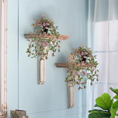 2 Pack Fake Hanging Plants for Shelf in Back Pot, Small Artificial Hanging Ivy Vine Plants Indoor Fake Potted Greenery Plant Decor Room Bathroom Wall End Table Mimi Faux Wandering Jew Plant Set