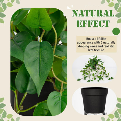 2 Pack Fake Hanging Plants for Shelf in Back Pot, Small Artificial Hanging Ivy Vine Plants Indoor Fake Potted Greenery Plant Decor Room Bathroom Wall End Table Mimi Faux Wandering Jew Plant Set
