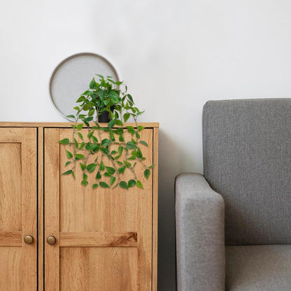 2 Pack Fake Hanging Plants for Shelf in Back Pot, Small Artificial Hanging Ivy Vine Plants Indoor Fake Potted Greenery Plant Decor Room Bathroom Wall End Table Mimi Faux Wandering Jew Plant Set