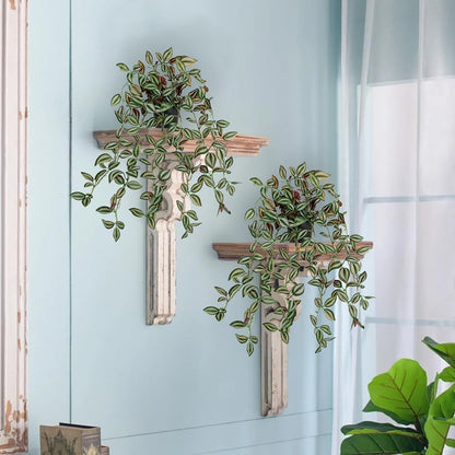 2 Pack Fake Hanging Plants for Shelf in Back Pot, Small Artificial Hanging Ivy Vine Plants Indoor Fake Potted Greenery Plant Decor Room Bathroom Wall End Table Mimi Faux Wandering Jew Plant Set