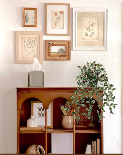 2 Pack Fake Hanging Plants for Shelf in Back Pot, Small Artificial Hanging Ivy Vine Plants Indoor Fake Potted Greenery Plant Decor Room Bathroom Wall End Table Mimi Faux Wandering Jew Plant Set