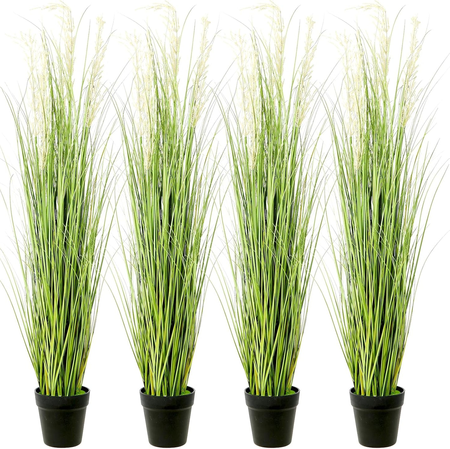 6 Pack 4 ft Tall Artificial Grass Plant Fake Pampas Grass in Pot Large Faux Floor Plants Potted Artificial Greenery for Indoor Outdoor Garden Home Bathroom Office Room Housewarming Wedding Decoration