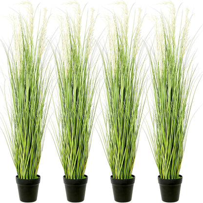 6 Pack 4 ft Tall Artificial Grass Plant Fake Pampas Grass in Pot Large Faux Floor Plants Potted Artificial Greenery for Indoor Outdoor Garden Home Bathroom Office Room Housewarming Wedding Decoration
