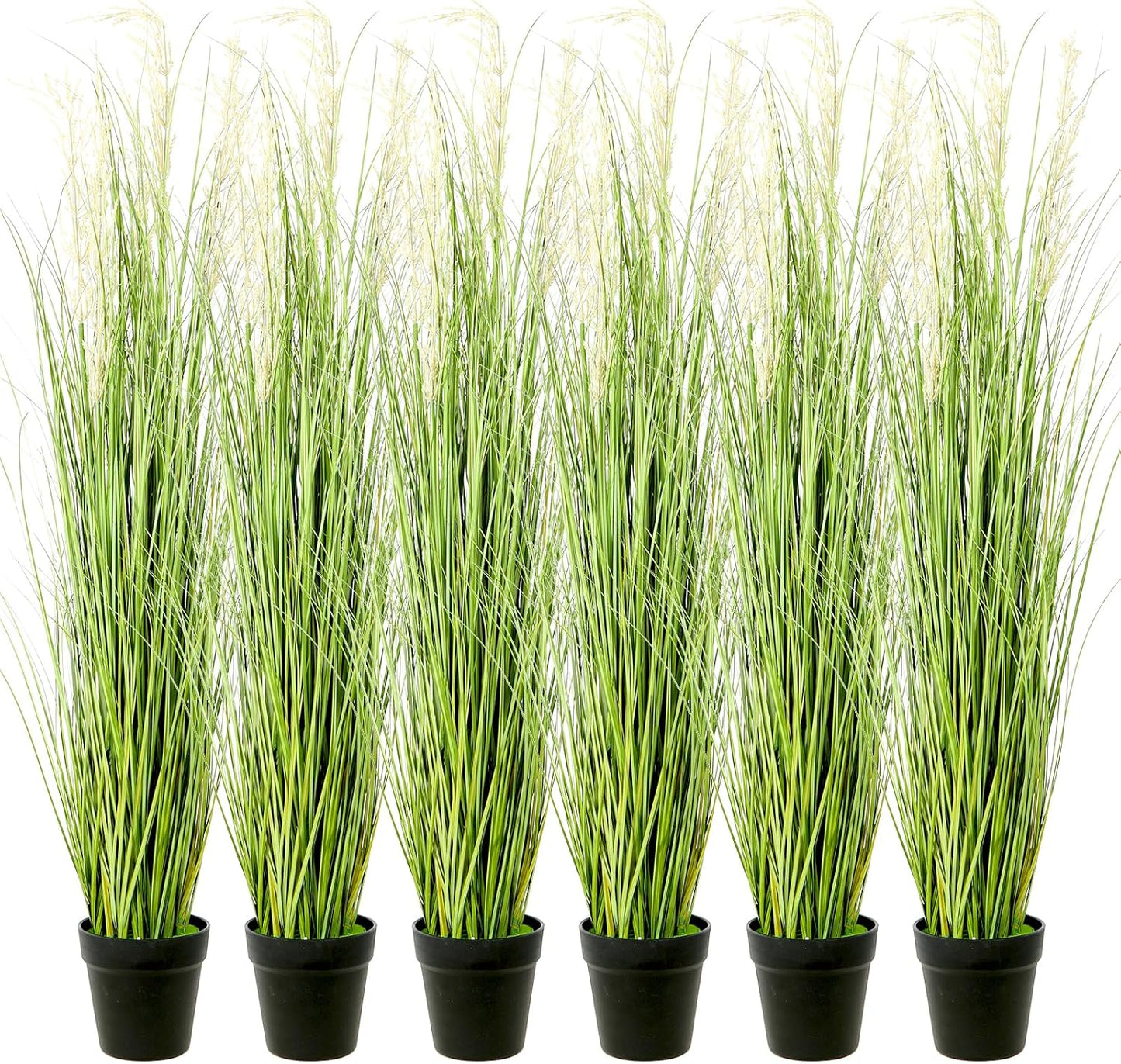 6 Pack 4 ft Tall Artificial Grass Plant Fake Pampas Grass in Pot Large Faux Floor Plants Potted Artificial Greenery for Indoor Outdoor Garden Home Bathroom Office Room Housewarming Wedding Decoration