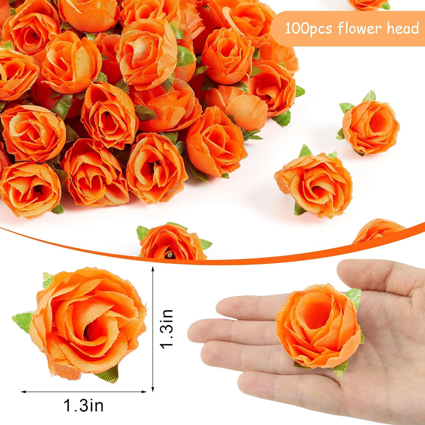 100Pcs 1.6In Mini Artificial Pink Cherry Blossom Flowers Head | Fake Rose Heads for Wedding, Birthday, Cake, Graduation Cap, DIY Flower Wall, Mother's Day Party Decorations