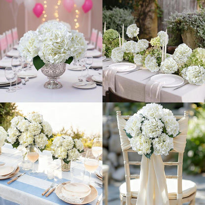 6PCS Realistic Artificial Silk Hydrangea Flowers – Premium Fake Hydrangea Flowers Bouquets with Stems, Full Faux Hydrangea Blooms for Home Wedding Table Party Office Decorations(Light Green)