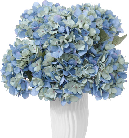 6PCS Realistic Artificial Silk Hydrangea Flowers – Premium Fake Hydrangea Flowers Bouquets with Stems, Full Faux Hydrangea Blooms for Home Wedding Table Party Office Decorations(Light Green)