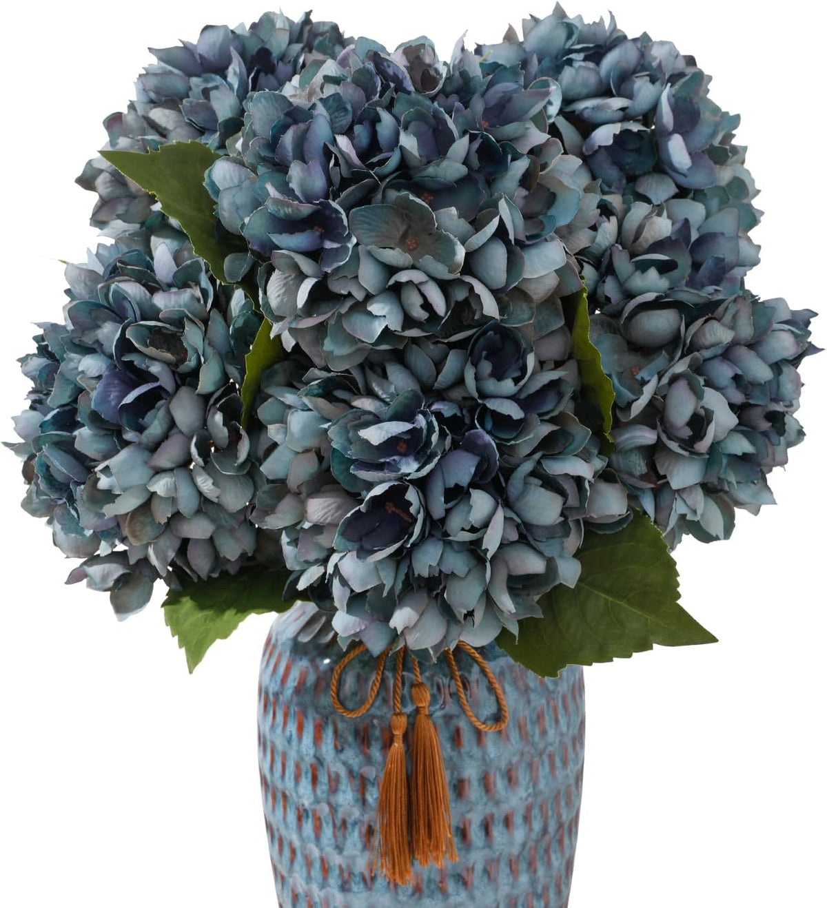 6PCS Realistic Artificial Silk Hydrangea Flowers – Premium Fake Hydrangea Flowers Bouquets with Stems, Full Faux Hydrangea Blooms for Home Wedding Table Party Office Decorations(Light Green)
