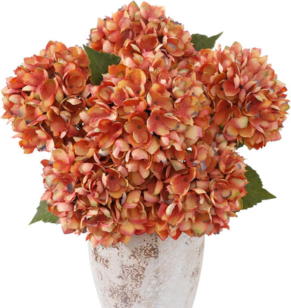 6PCS Realistic Artificial Silk Hydrangea Flowers – Premium Fake Hydrangea Flowers Bouquets with Stems, Full Faux Hydrangea Blooms for Home Wedding Table Party Office Decorations(Light Green)