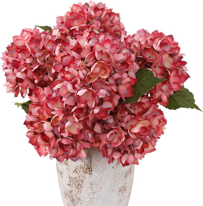 6PCS Realistic Artificial Silk Hydrangea Flowers – Premium Fake Hydrangea Flowers Bouquets with Stems, Full Faux Hydrangea Blooms for Home Wedding Table Party Office Decorations(Light Green)