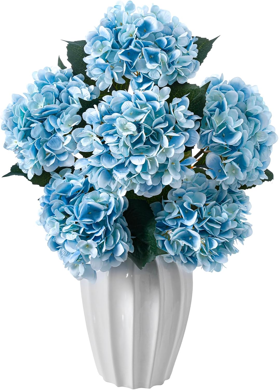 6PCS Realistic Artificial Silk Hydrangea Flowers – Premium Fake Hydrangea Flowers Bouquets with Stems, Full Faux Hydrangea Blooms for Home Wedding Table Party Office Decorations(Light Green)