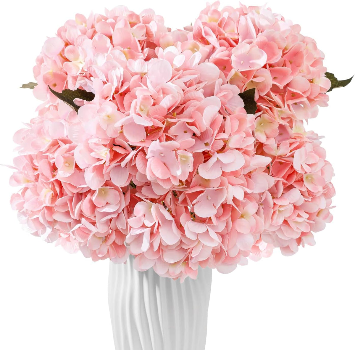 6PCS Realistic Artificial Silk Hydrangea Flowers – Premium Fake Hydrangea Flowers Bouquets with Stems, Full Faux Hydrangea Blooms for Home Wedding Table Party Office Decorations(Light Green)