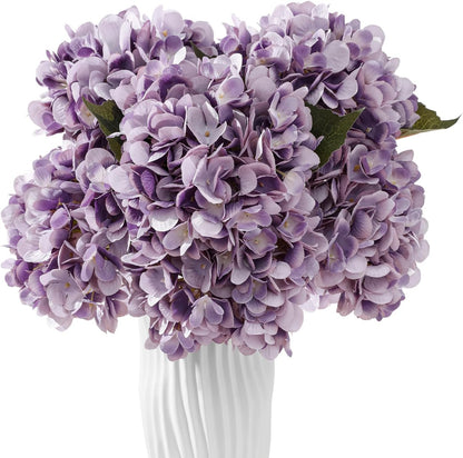6PCS Realistic Artificial Silk Hydrangea Flowers – Premium Fake Hydrangea Flowers Bouquets with Stems, Full Faux Hydrangea Blooms for Home Wedding Table Party Office Decorations(Light Green)