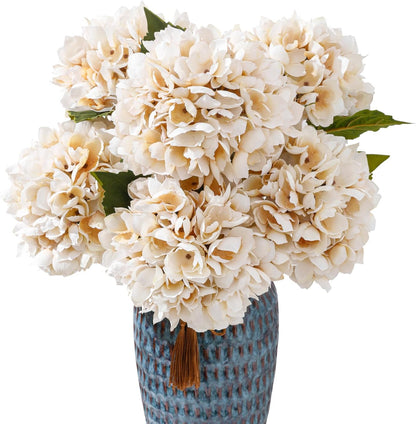 6PCS Realistic Artificial Silk Hydrangea Flowers – Premium Fake Hydrangea Flowers Bouquets with Stems, Full Faux Hydrangea Blooms for Home Wedding Table Party Office Decorations(Light Green)