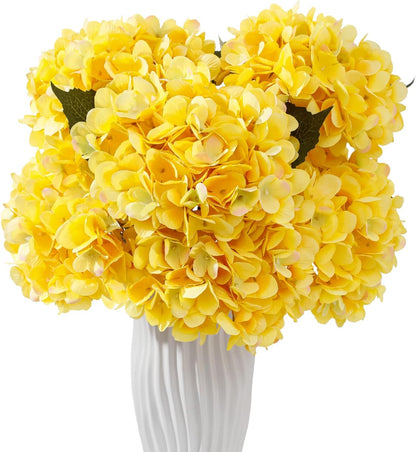 6PCS Realistic Artificial Silk Hydrangea Flowers – Premium Fake Hydrangea Flowers Bouquets with Stems, Full Faux Hydrangea Blooms for Home Wedding Table Party Office Decorations(Light Green)