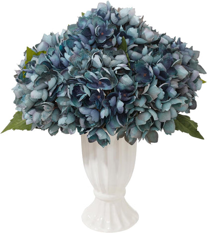 6PCS Realistic Artificial Silk Hydrangea Flowers – Premium Fake Hydrangea Flowers Bouquets with Stems, Full Faux Hydrangea Blooms for Home Wedding Table Party Office Decorations(Light Green)