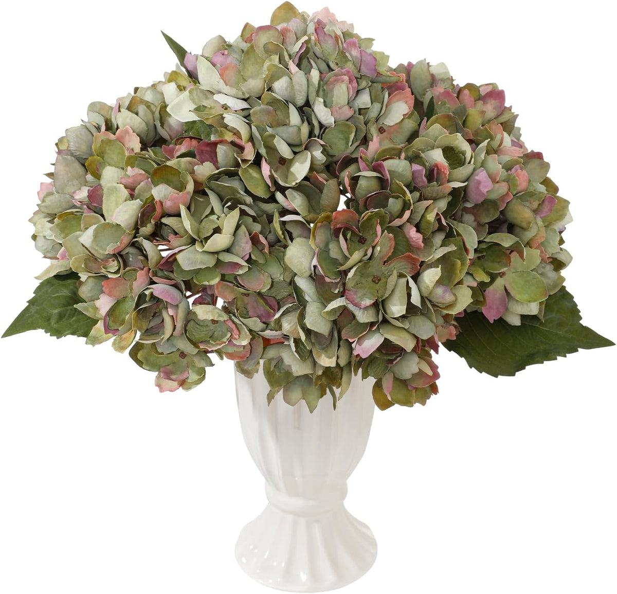 6PCS Realistic Artificial Silk Hydrangea Flowers – Premium Fake Hydrangea Flowers Bouquets with Stems, Full Faux Hydrangea Blooms for Home Wedding Table Party Office Decorations(Light Green)