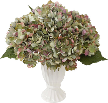 6PCS Realistic Artificial Silk Hydrangea Flowers – Premium Fake Hydrangea Flowers Bouquets with Stems, Full Faux Hydrangea Blooms for Home Wedding Table Party Office Decorations(Light Green)