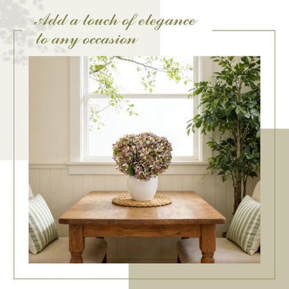 6PCS Realistic Artificial Silk Hydrangea Flowers – Premium Fake Hydrangea Flowers Bouquets with Stems, Full Faux Hydrangea Blooms for Home Wedding Table Party Office Decorations(Light Green)