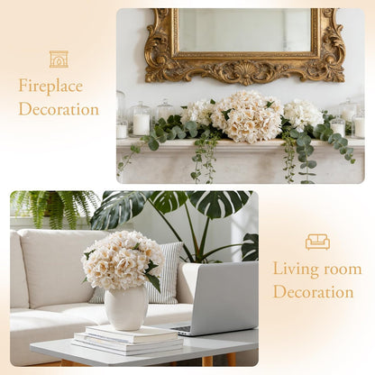 6PCS Realistic Artificial Silk Hydrangea Flowers – Premium Fake Hydrangea Flowers Bouquets with Stems, Full Faux Hydrangea Blooms for Home Wedding Table Party Office Decorations(Light Green)