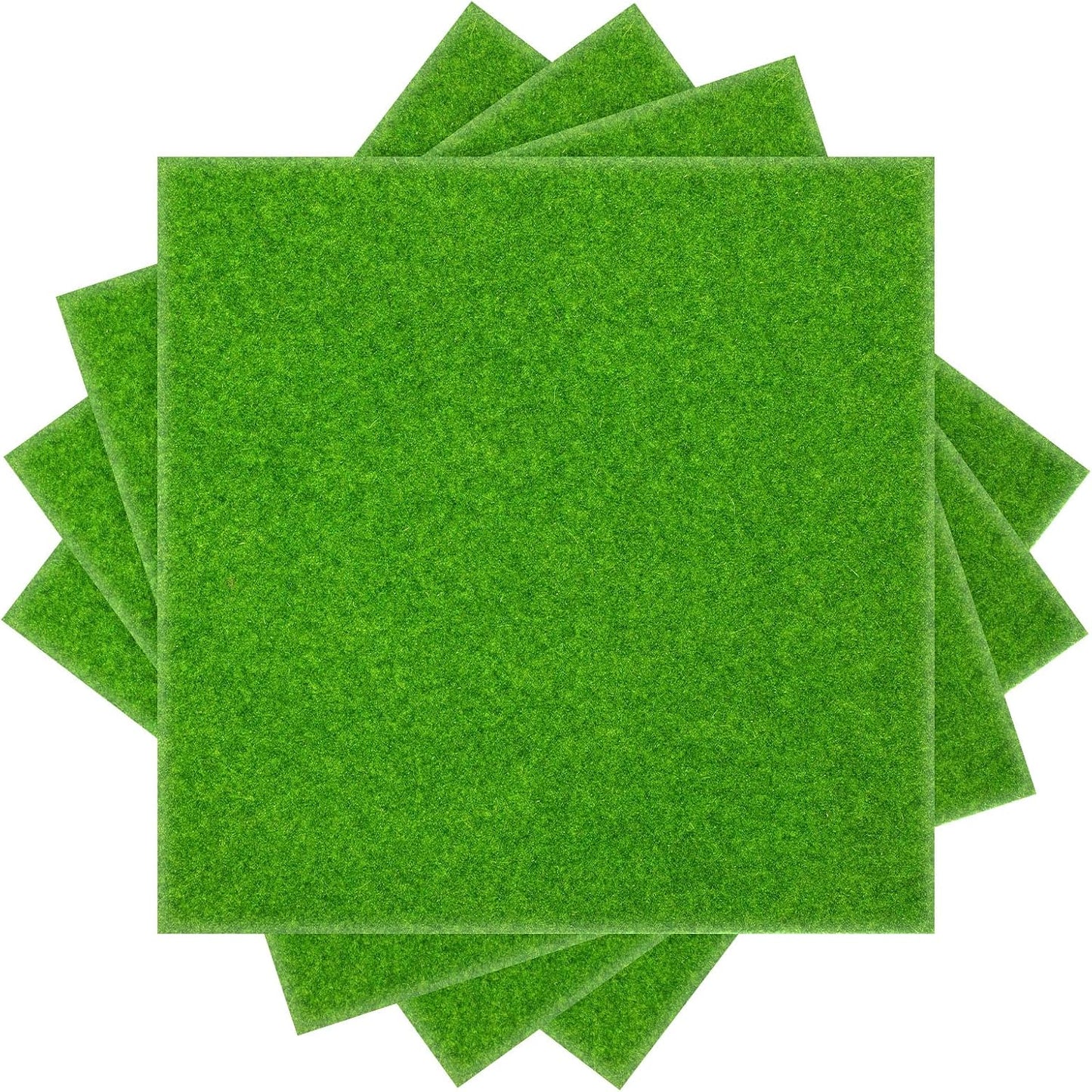 4 Pieces Fake Grass for Crafts 8 × 8 Inches Artificial Grass Green Fairy Garden Grasses Faux Turf Squares Mats for Miniature Ornament Dollhouse DIY Crafts Decor (20 X 20cm)