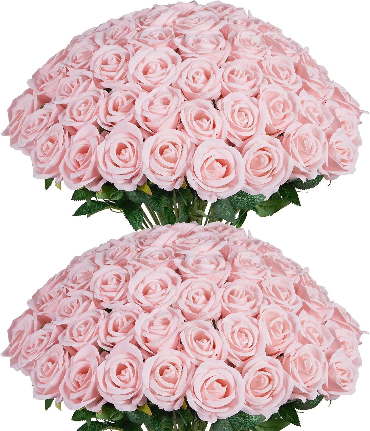 50 Pcs White Roses Artificial Flowers, Fake Velvet Silk Rose Bulk Faux Flower for Mother's Gift Decoration DIY Wedding Centerpieces Proposal Bridal Bouquets Party Floral Decor (50, White)