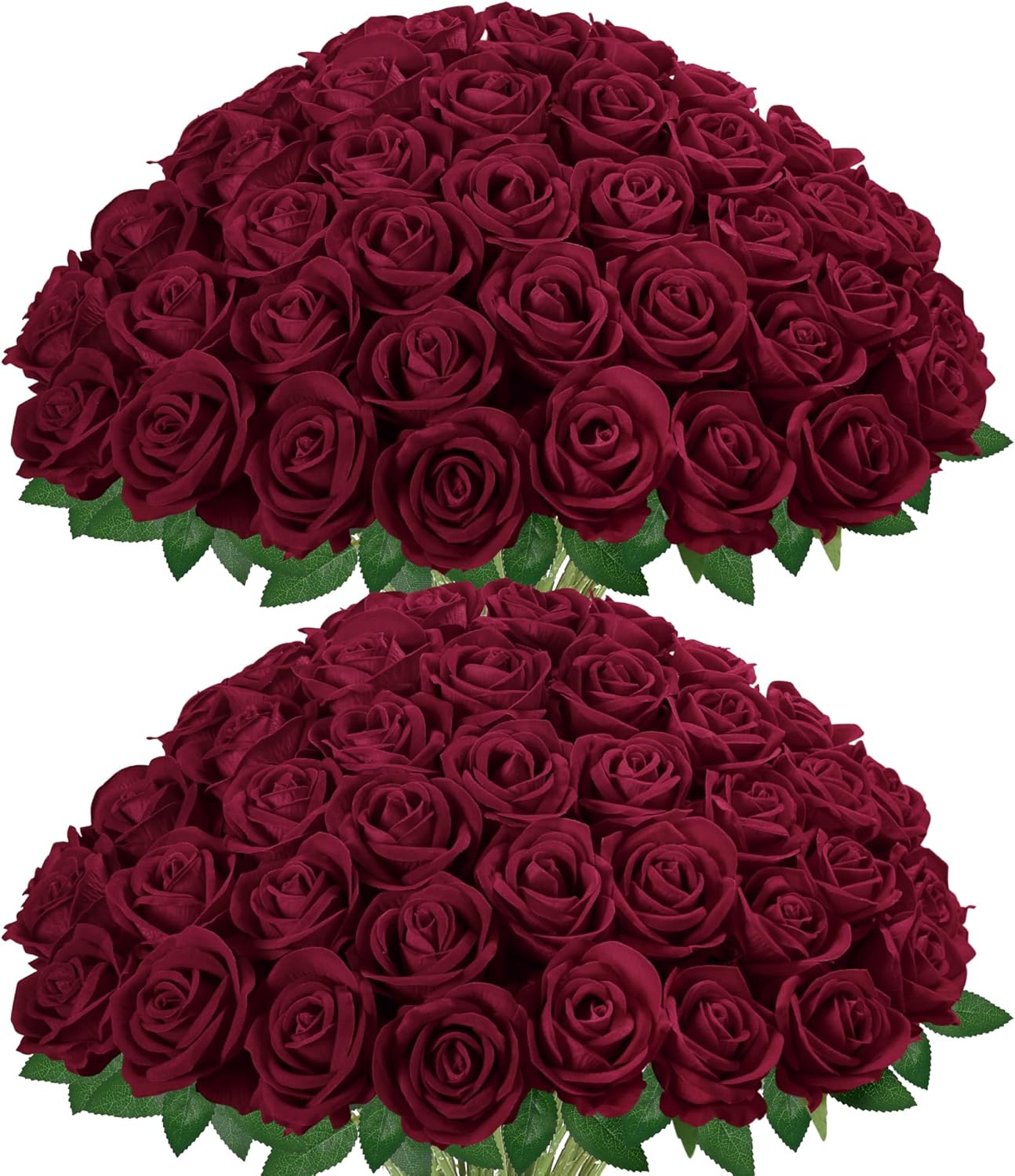 50 Pcs White Roses Artificial Flowers, Fake Velvet Silk Rose Bulk Faux Flower for Mother's Gift Decoration DIY Wedding Centerpieces Proposal Bridal Bouquets Party Floral Decor (50, White)