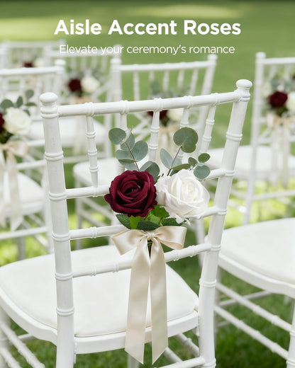 50 Pcs White Roses Artificial Flowers, Fake Velvet Silk Rose Bulk Faux Flower for Mother's Gift Decoration DIY Wedding Centerpieces Proposal Bridal Bouquets Party Floral Decor (50, White)