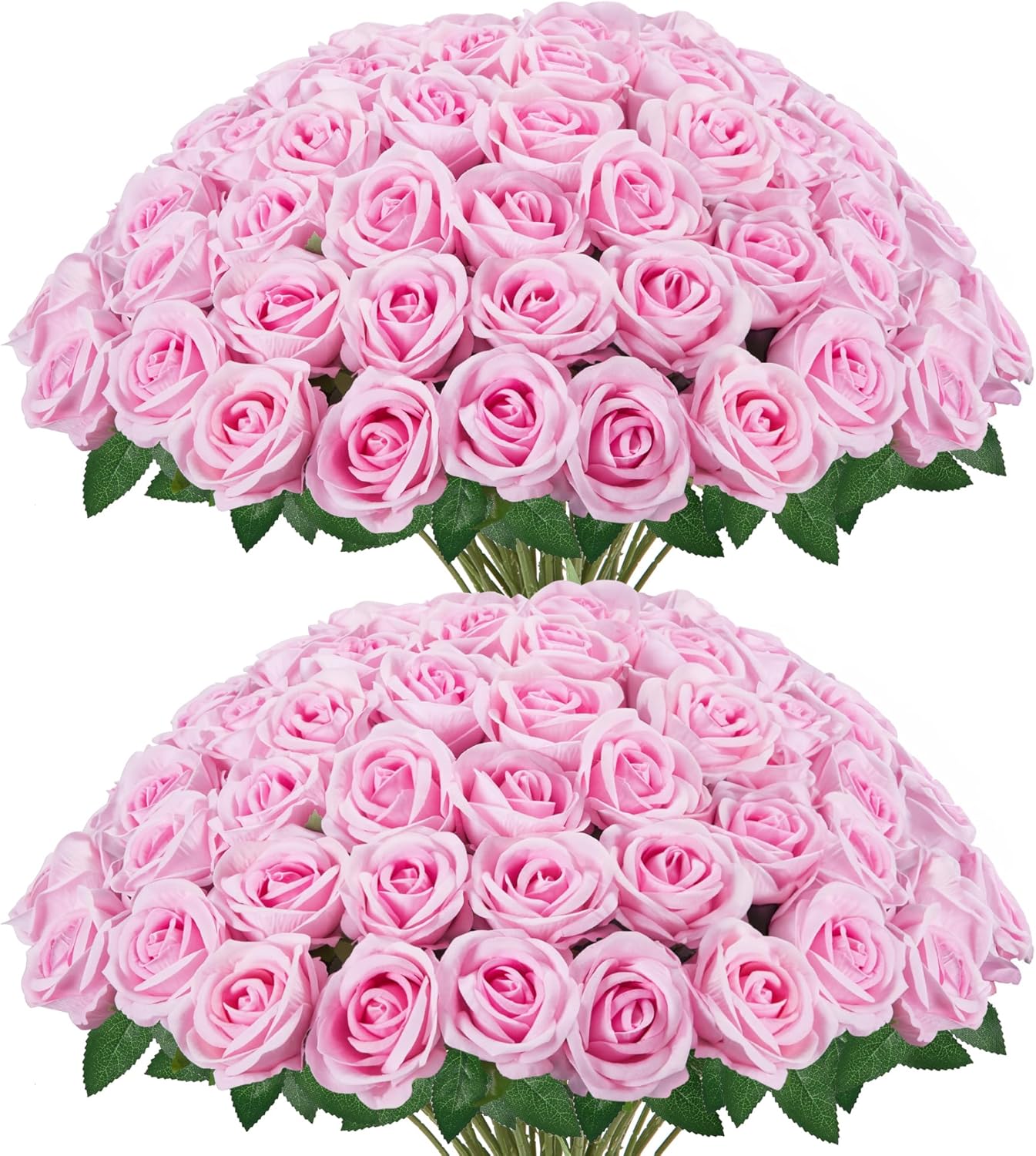 50 Pcs White Roses Artificial Flowers, Fake Velvet Silk Rose Bulk Faux Flower for Mother's Gift Decoration DIY Wedding Centerpieces Proposal Bridal Bouquets Party Floral Decor (50, White)