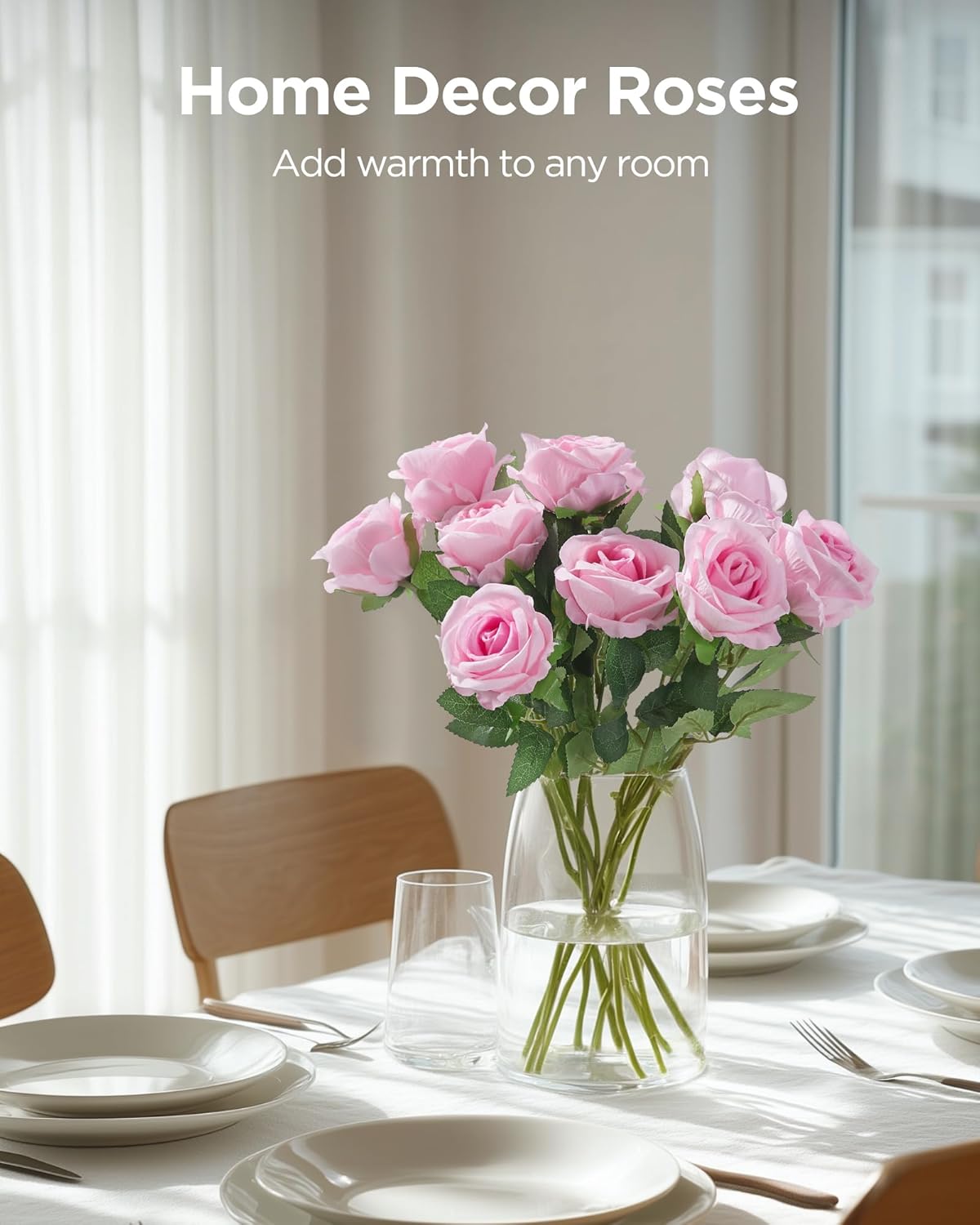 50 Pcs White Roses Artificial Flowers, Fake Velvet Silk Rose Bulk Faux Flower for Mother's Gift Decoration DIY Wedding Centerpieces Proposal Bridal Bouquets Party Floral Decor (50, White)