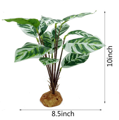 Reptile Artificial Plants, Terrarium Decorations, Amphibian Habitat Hideout Plastic Plants, Green Vines