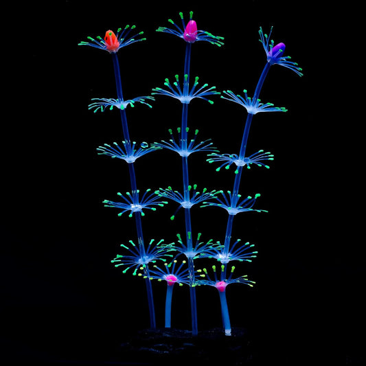Strip Coral Plant Ornament Glowing Effect Silicone Artificial Decoration for Fish Tank, Aquarium Landscape - Green