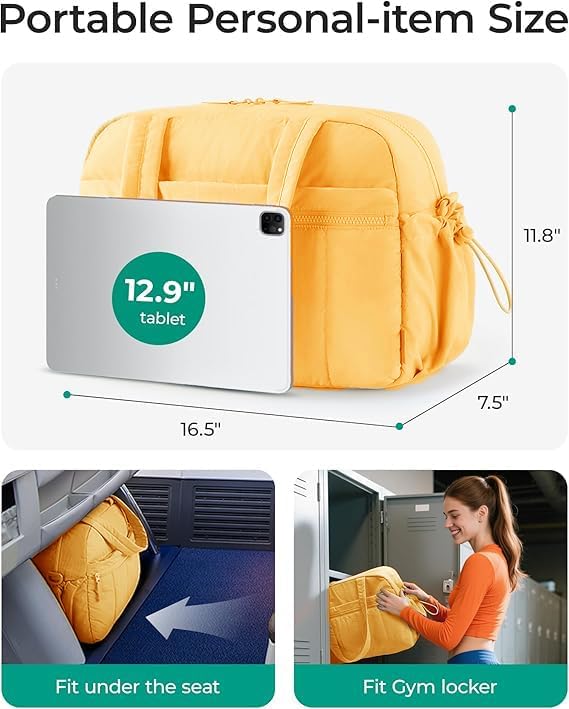 Gym Bag Sport Duffel Overnight Weekender Travel Bag with wet pocket and shoe pocket M06 Neon Yellow