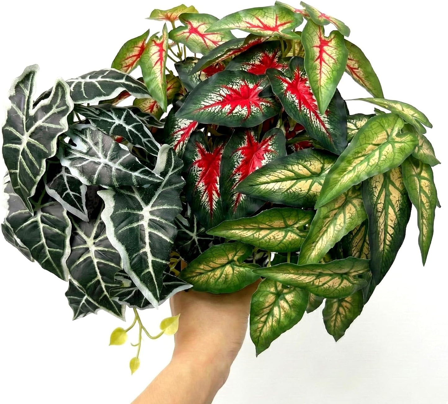 5 Pcs Reptile Plants & Habitat Decor Kit - 3 Artificial Plants & Large 5ft Jungle Vine Branch, Amphibian Habitat Hideout Tank Decorations fit Crested Gecko Leopard Lizard Chameleon Ball Python Frog