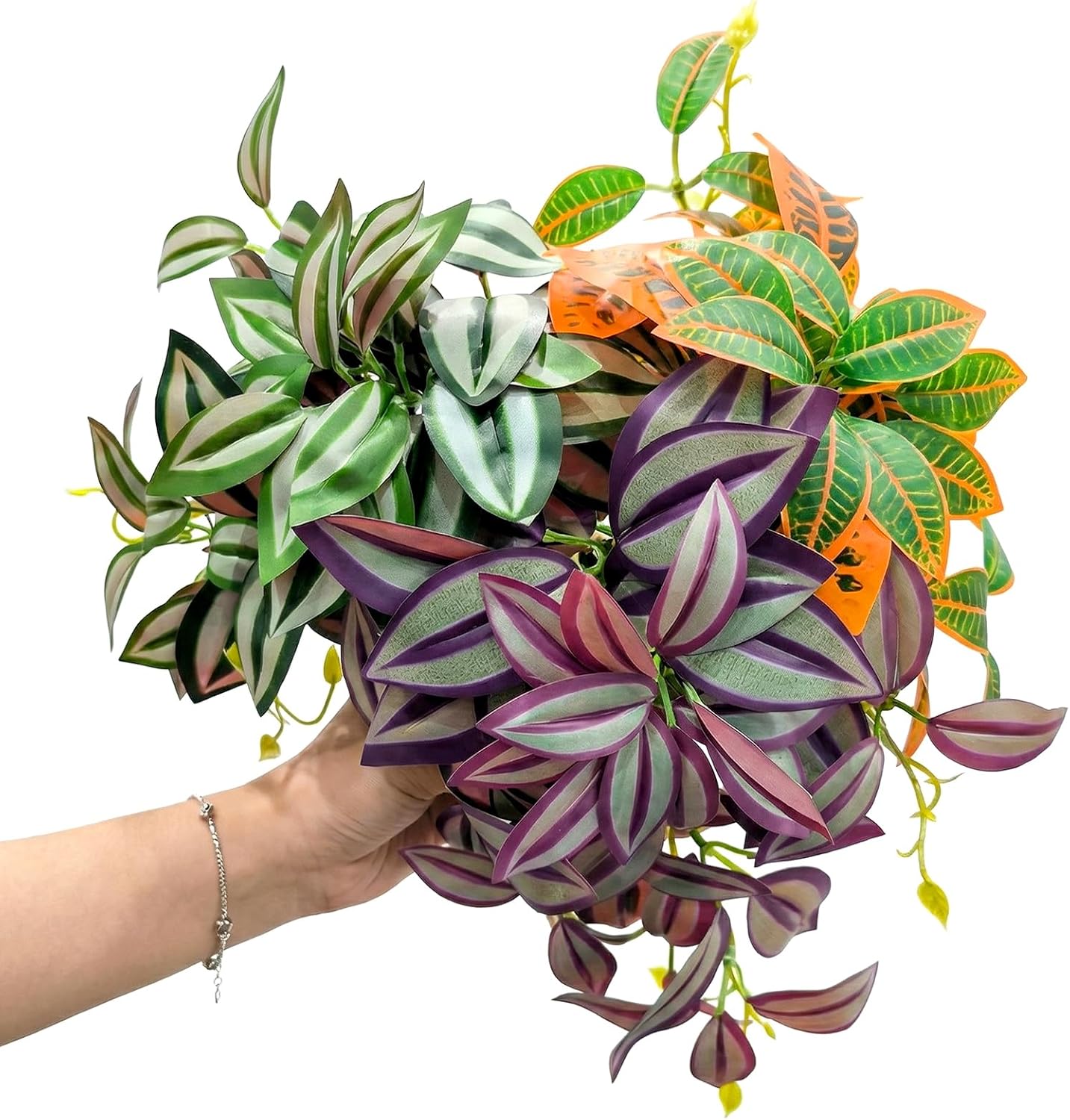 5 Pcs Reptile Plants & Habitat Decor Kit - 3 Artificial Plants & Large 5ft Jungle Vine Branch, Amphibian Habitat Hideout Tank Decorations fit Crested Gecko Leopard Lizard Chameleon Ball Python Frog