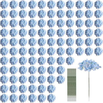 White Hydrangea Artificial Flowers Bulk, 20Pcs Silk Flower Heads with Stems | Ideal for Wedding Centerpieces, Home Decor, Birthday Parties, Banquet Decor, Bridal Tables, DIY Handmade Floral Arrangements