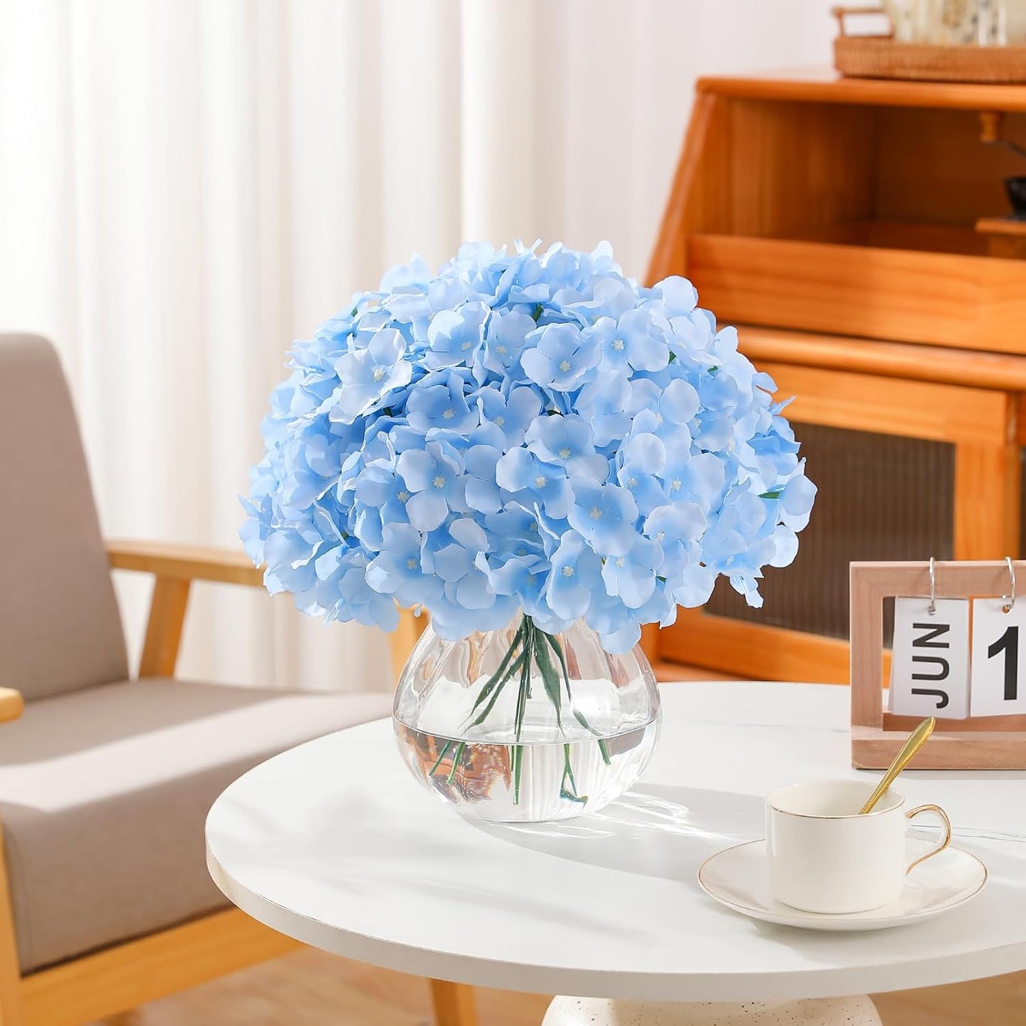 White Hydrangea Artificial Flowers Bulk, 20Pcs Silk Flower Heads with Stems | Ideal for Wedding Centerpieces, Home Decor, Birthday Parties, Banquet Decor, Bridal Tables, DIY Handmade Floral Arrangements