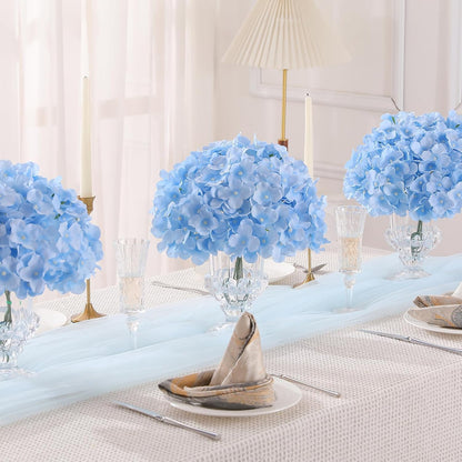 White Hydrangea Artificial Flowers Bulk, 20Pcs Silk Flower Heads with Stems | Ideal for Wedding Centerpieces, Home Decor, Birthday Parties, Banquet Decor, Bridal Tables, DIY Handmade Floral Arrangements
