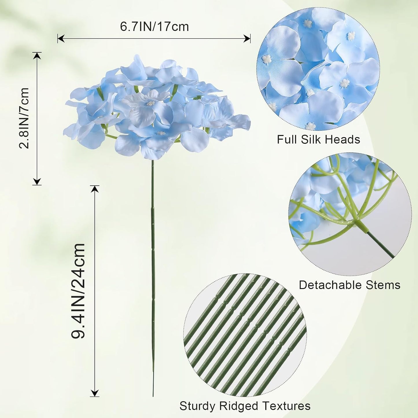 White Hydrangea Artificial Flowers Bulk, 20Pcs Silk Flower Heads with Stems | Ideal for Wedding Centerpieces, Home Decor, Birthday Parties, Banquet Decor, Bridal Tables, DIY Handmade Floral Arrangements