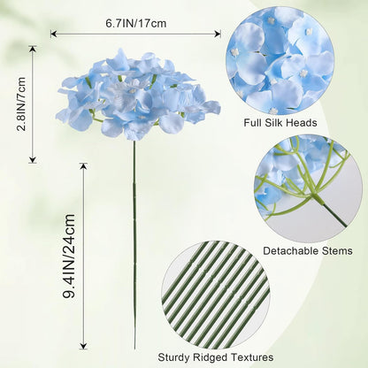 White Hydrangea Artificial Flowers Bulk, 20Pcs Silk Flower Heads with Stems | Ideal for Wedding Centerpieces, Home Decor, Birthday Parties, Banquet Decor, Bridal Tables, DIY Handmade Floral Arrangements