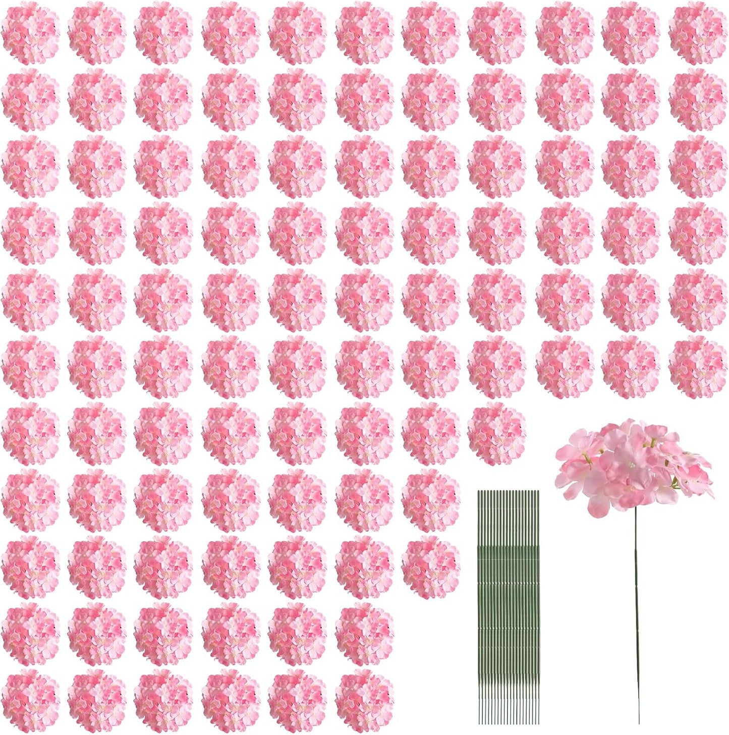 White Hydrangea Artificial Flowers Bulk, 20Pcs Silk Flower Heads with Stems | Ideal for Wedding Centerpieces, Home Decor, Birthday Parties, Banquet Decor, Bridal Tables, DIY Handmade Floral Arrangements