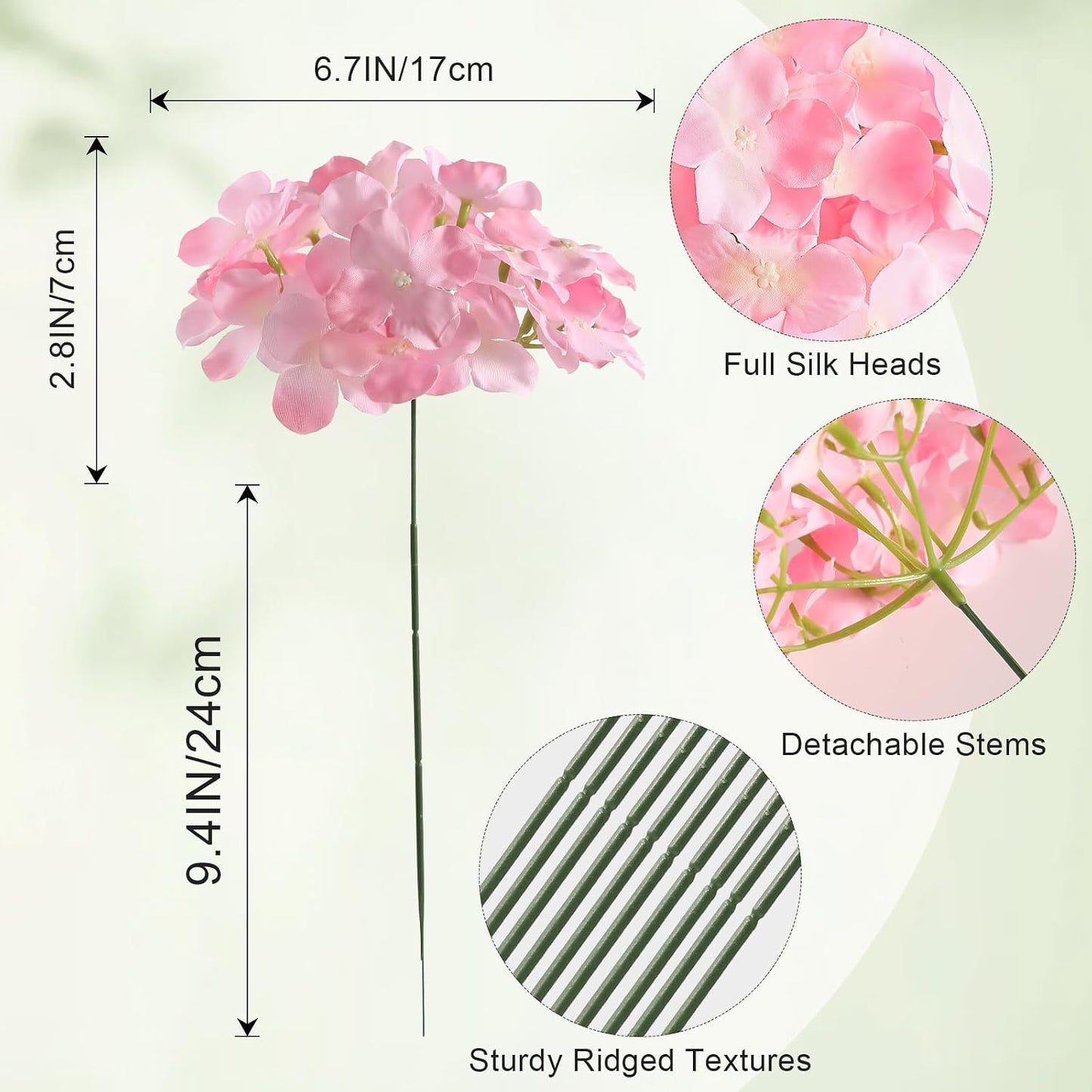 White Hydrangea Artificial Flowers Bulk, 20Pcs Silk Flower Heads with Stems | Ideal for Wedding Centerpieces, Home Decor, Birthday Parties, Banquet Decor, Bridal Tables, DIY Handmade Floral Arrangements