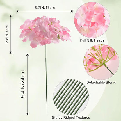 White Hydrangea Artificial Flowers Bulk, 20Pcs Silk Flower Heads with Stems | Ideal for Wedding Centerpieces, Home Decor, Birthday Parties, Banquet Decor, Bridal Tables, DIY Handmade Floral Arrangements